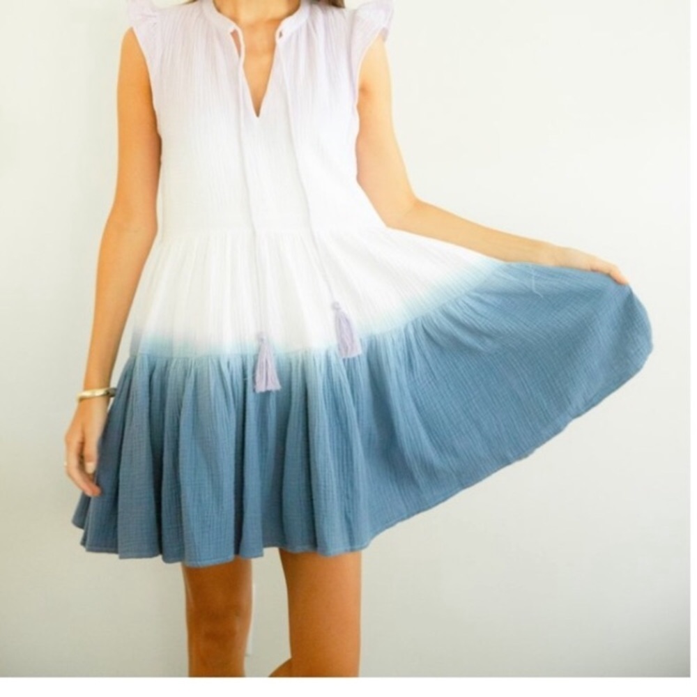 🦋🌙 FATE | Purple, White, Blue Ombré Gauze Dress with Cap Sleeves